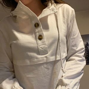 White hooded sweater